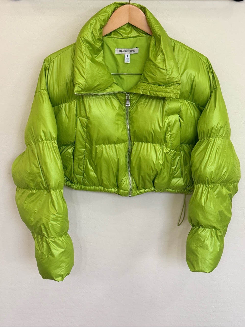 Urban Outfitters Lime Green Cropped Puffer Jacket Medium